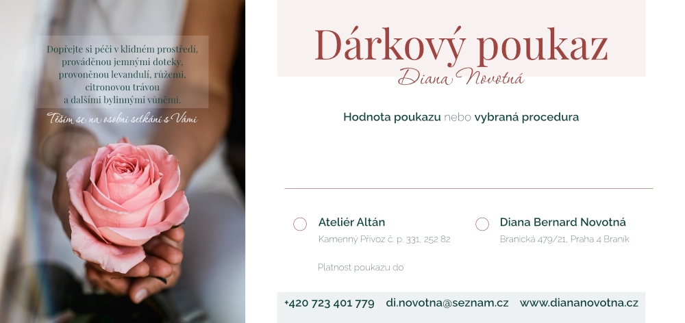 Diana Novotná - Laskavá a celostní péče o ženy - Dárkový poukaz na vybranou proceduru